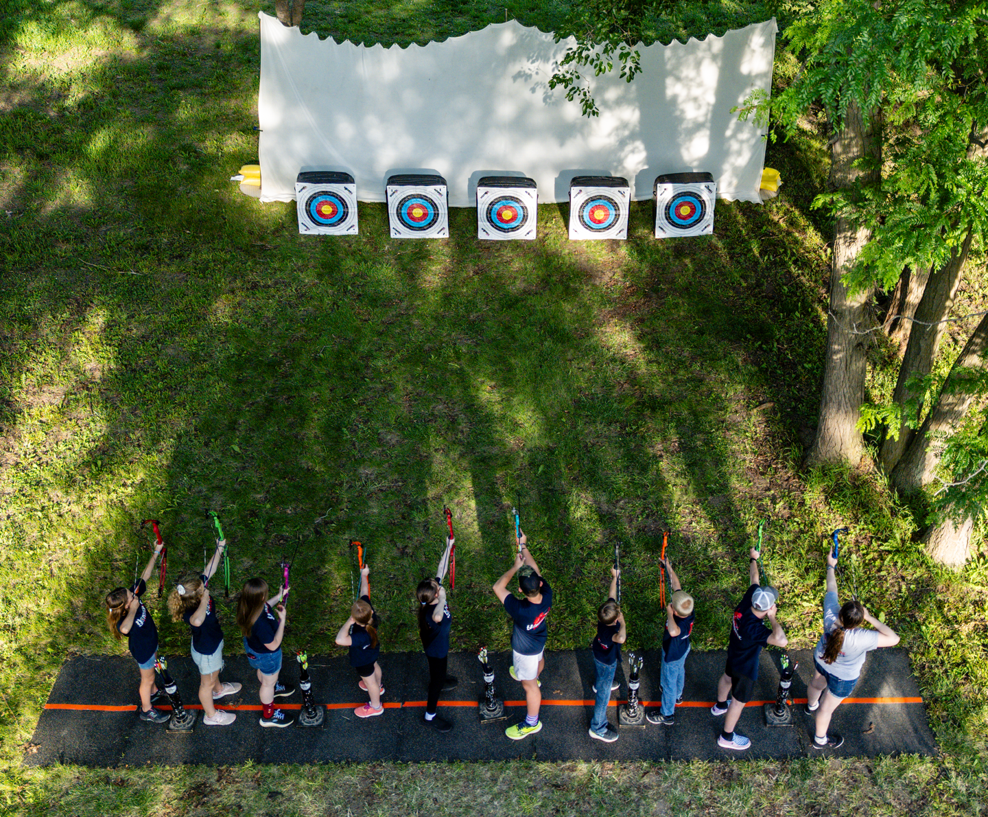 Members of the Yorkshire Homeschool Archers compete during the school year and also gather to shoot at other times, including taking advantage of the opportunity to use a range set up for an archery camp in York in June.