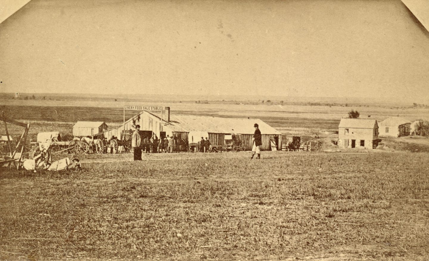 Southwest corner of Ninth and O streets, Lincoln, 1868.