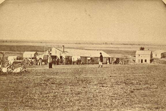 Southwest corner of Ninth and O streets, Lincoln, 1868.