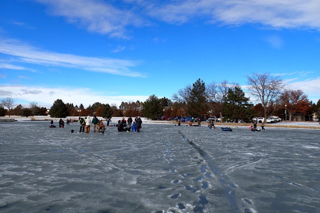 Anglers on ice.  Photo by Daryl Bauer, Nebraska Game & Parks Commission.