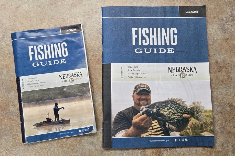 Fishing Guides from 2025 and 2026 comparing the sizes.  Photo by Daryl Bauer, Nebraska Game & Parks Commission.