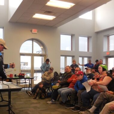 Crowd listening to ice clinic presenter. Photo by Daryl Bauer, Nebraska Game & Parks Commission.
