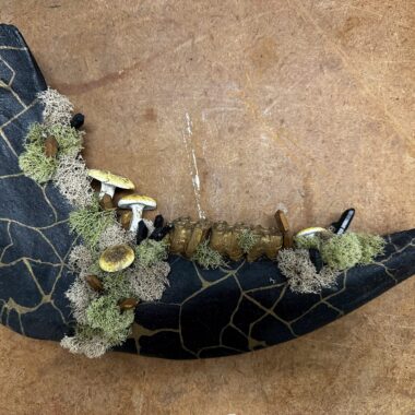 Bone art made from the jaw of an animal.