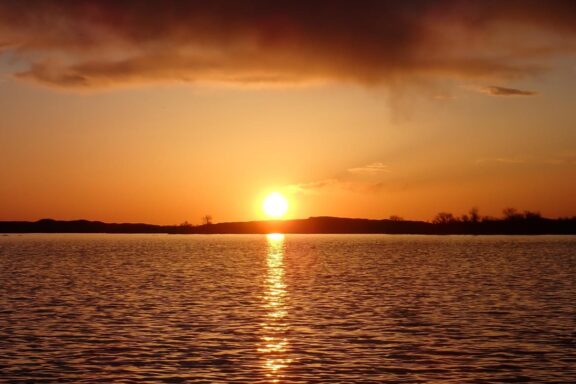 Sunset over water.