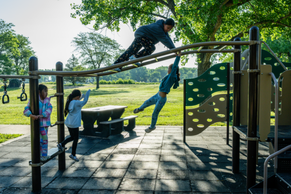 Children enjoy the playground in the west campground.
