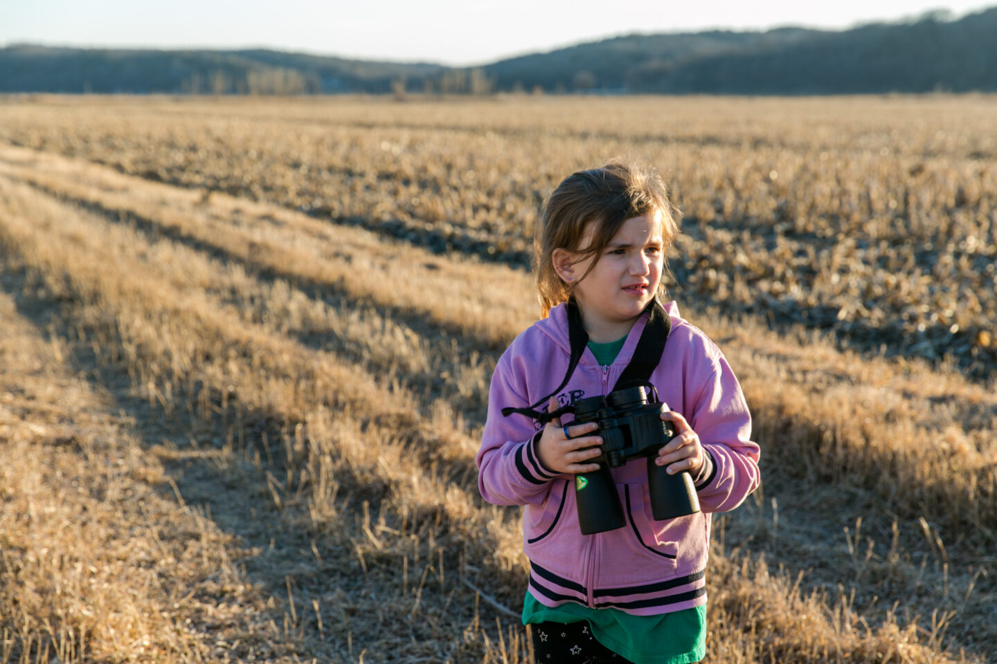 Kylee Adams of Wilbur bird watching.