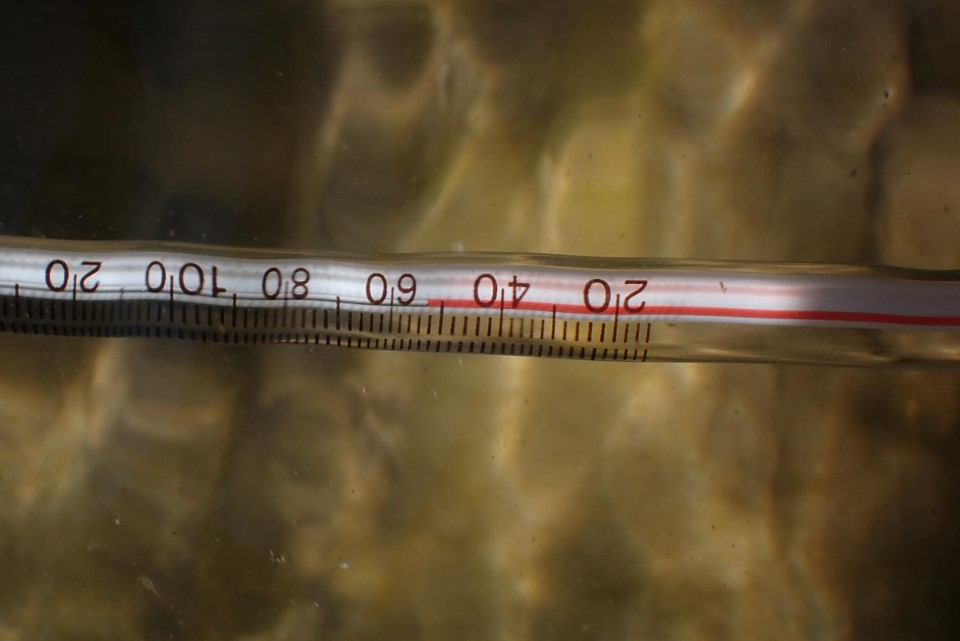 Thermometer in water.