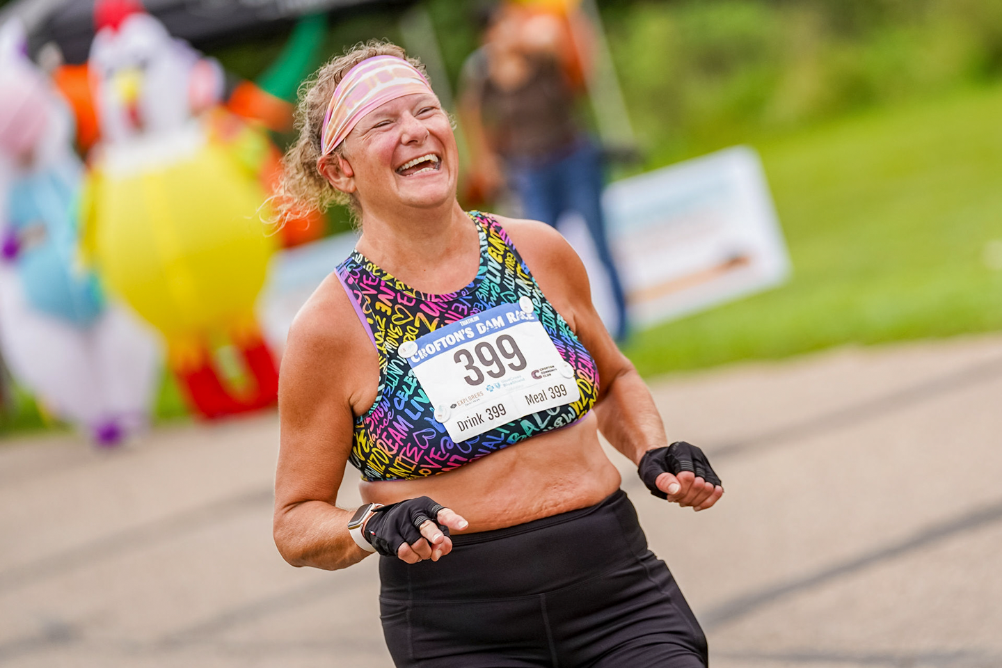 Julie Moeller of Crofton participates in the full triathlon: kayaking 1.5 miles, running 5k and biking 12 miles.