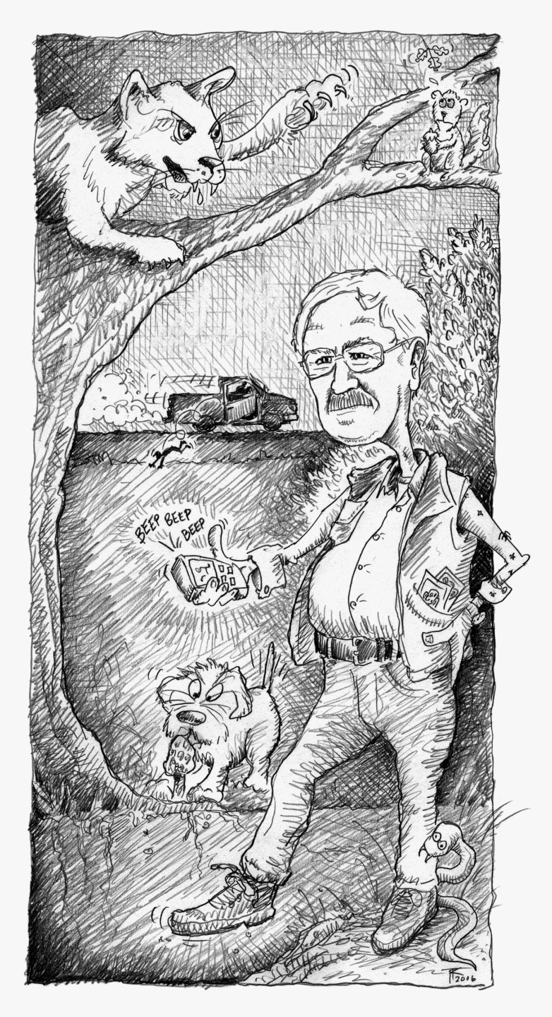 Pencil illustration for Jon Farrar’s satirical Nebraskaland Magazine essay on morel mushrooms.