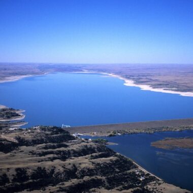 Aerial photo of Lake McConaughy.