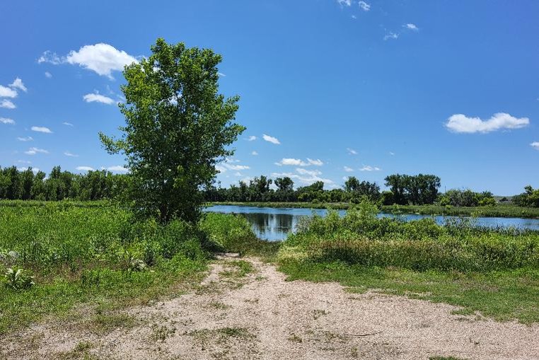 View of access road to pit at Frenchman WMA. Nebraska Game & Parks Commission.