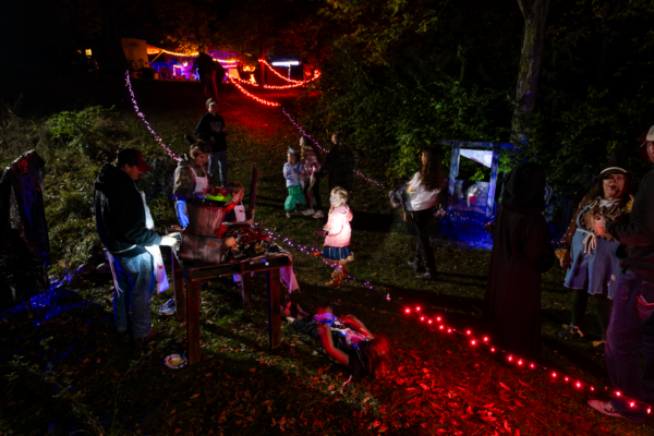 A trail connecting two sections of the west campground at Alexandria becomes a haunted walk through the woods during Camp Spook.