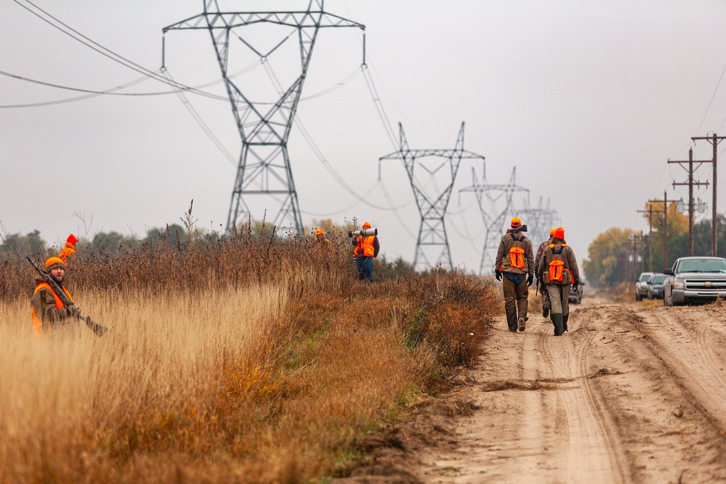 Pheasant hunters return to their vehicles during the 2013 Pheasants Forever Rooster Road Trip. PF representatives hunted Holt and Antelope counties during their visit to Nebraska. Jenny Nguyen-Wheatley