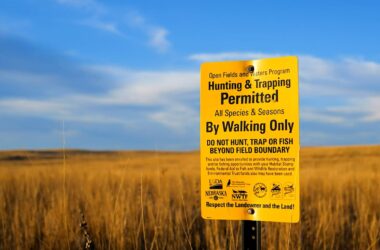 An Open Fields and Waters Program sign on public land in Nebraska.