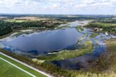 Aerial view of Wagon Train Reservoir full of water. Photo by Eric Fowler, Nebraskaland Magazine.