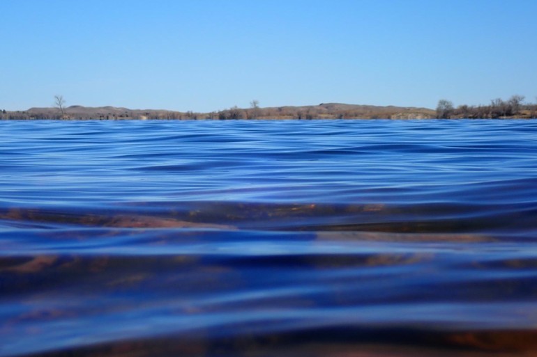 Waves seen from water level. Photo by Daryl Bauer, Nebraska Game & Parks Commission.