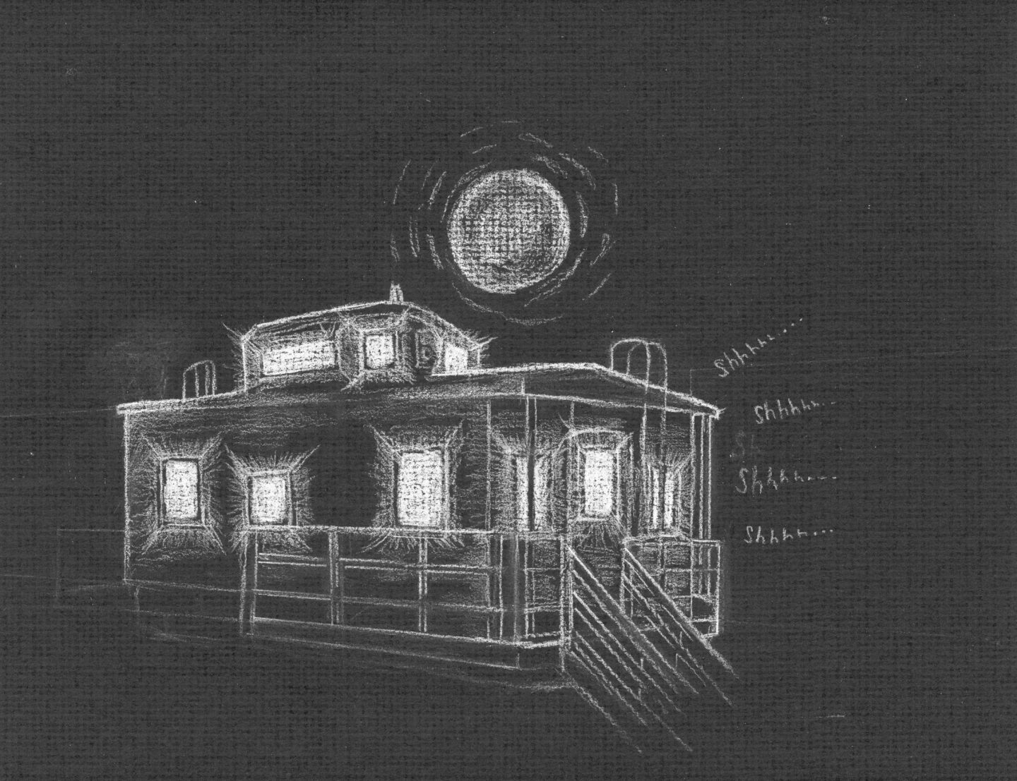 Illustration of caboose at Two Rivers State Recreation Area.